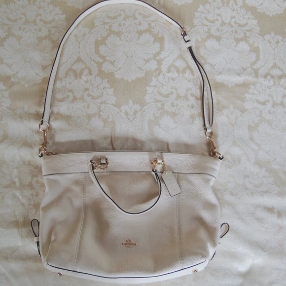 Coach Chalk White Pebbled Leather Lenox Satchel F59325 - Pristine - Picture 4 of 15